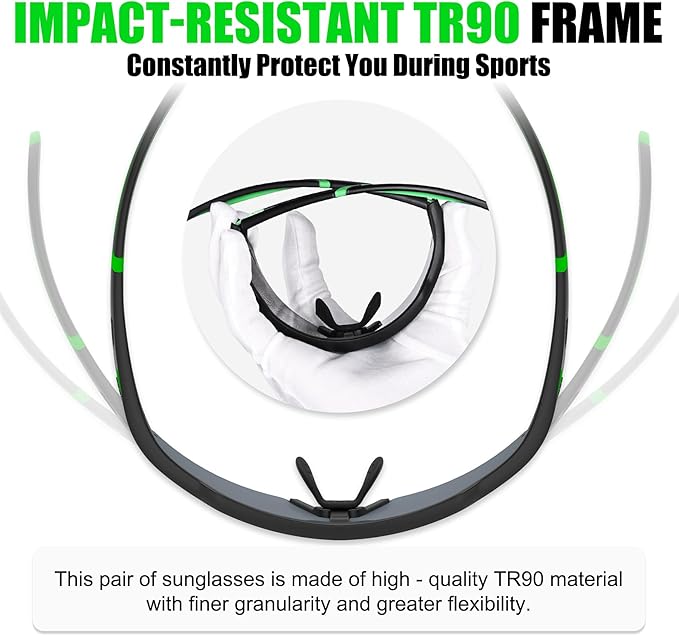 X-TIGER Polarized Cycling Glasses with 5 Interchangeable Lenses,MTB Biking Baseball Running Sports Sunglasses for Men Women