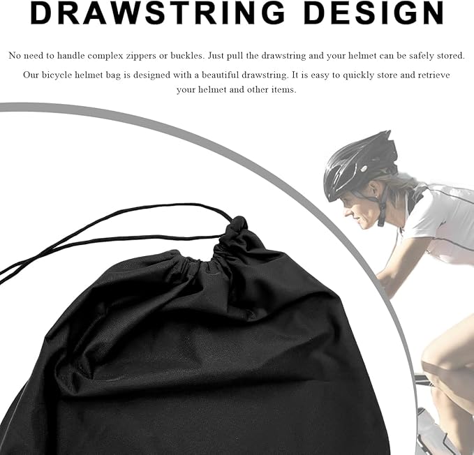 Helmet Bag, Large Capacity Lightweight Motorcycle Helmet Drawstring Bag, Folding Helmet Storage Carrying Pouch for Riding Bicycle Sport Travel, Soft Fleece Lined Helmetbag (Black)