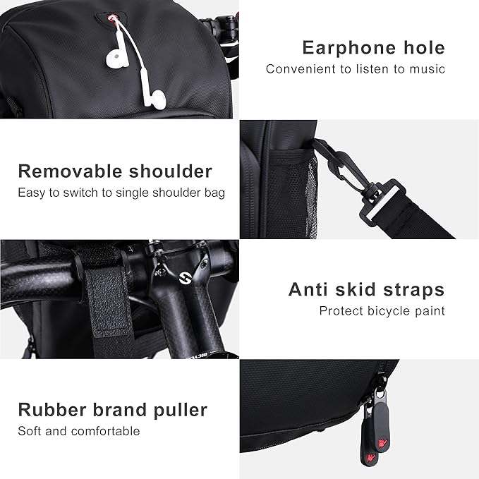 Rhinowalk Bike Handlebar Bag Bike Front Bag Road Bike Bag Bike Frame Bag Bike Basket Bag Bicycle Bag Professional Cycling Accessories-L