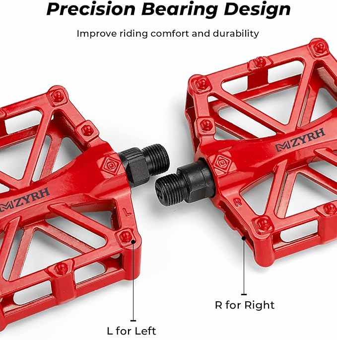 KEMIMOTO Mountain Bike Pedals MTB Bicycle Flat Pedals, 9/16'' CNC Aluminum Durable Sealed Bearing for Most Bikes BMX MTB Enduro Downhill Trail (Two Pack)