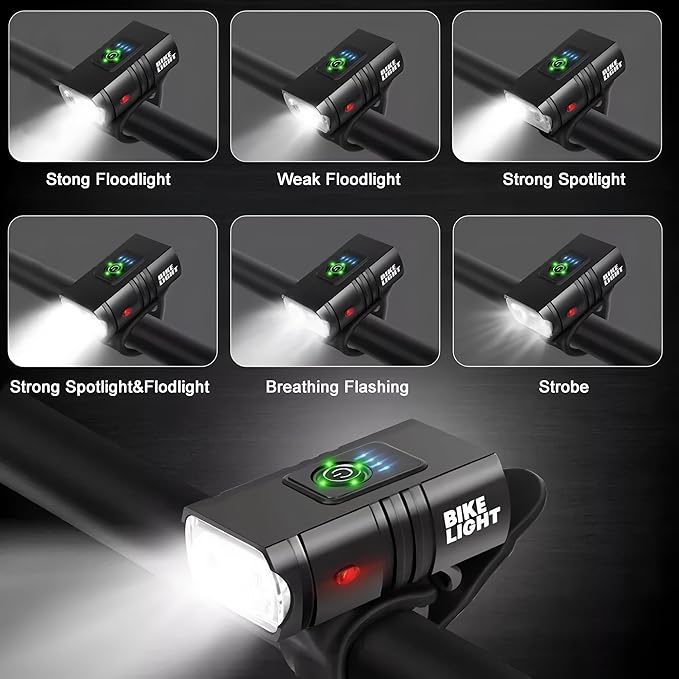 Super Bright USB Rechargeable Bike Lights Set,Waterproof Powerful Bicycle Front Headlight and Back Taillight for Night Riding, Easy to Install for Men Women Kids Road Mountain Cycling