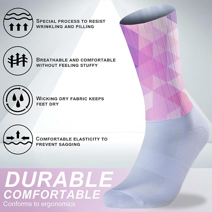 Cycling Socks Athletic Crew Socks Breathable Cushioned Compression Running Hiking Socks For Mens Womens