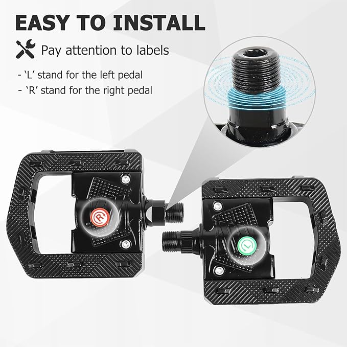 Folding Bike Pedals, Mountain Bike Pedals CNC Aluminum Bicycle Flat Pedals, 9/16'' with Reflective Strips | Non-Slip | Waterproof | Wide Flat Cycling Pedals for E-Bike, Urban Commute, MTB Bikes