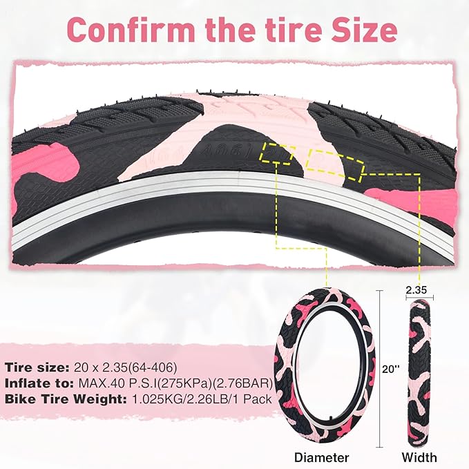 ZUKKA 20 x 2.35 Bike Tire 1/2 Pack 20 inch x 2.35 BMX Bike Tire Folding Replacement Tire for MTB Mountain Bike, BMX Bicycle Commuter Bike
