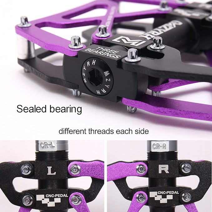 MZYRH Mountain Bike Pedals, Ultra Strong Colorful CNC Machined 9/16" Cycling Sealed 3 Bearing Pedals