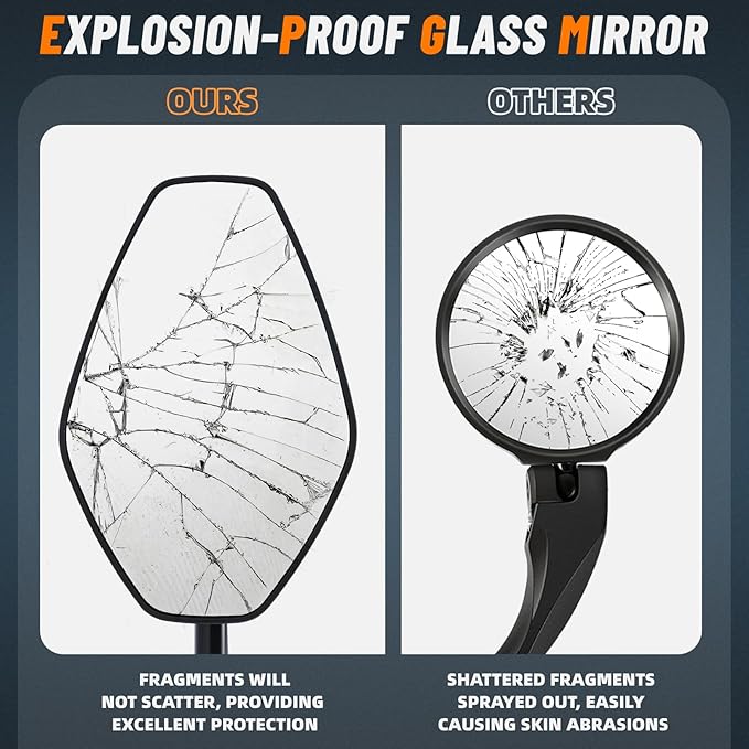 West Biking Bike Mirror, 360° Adjustable HD Shatterproof Bicycle Mirror, Aluminium Alloy Mirror Stem Provides Exceptional Stability,Handlebar-End Rear-View Mirror Suitable For E-Bike(Left)