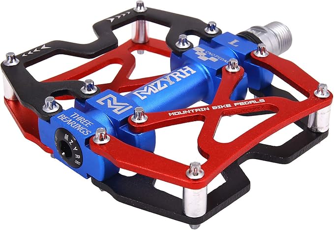 MZYRH Mountain Bike Pedals, Ultra Strong Colorful CNC Machined 9/16" Cycling Sealed 3 Bearing Pedals
