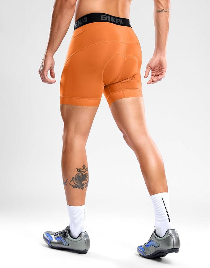 Bikewa Men's Cycling Underwear with Anti-Slip Leg Grips 4D Padded Bike Shorts MTB Liner for Bicycle Biking Riding