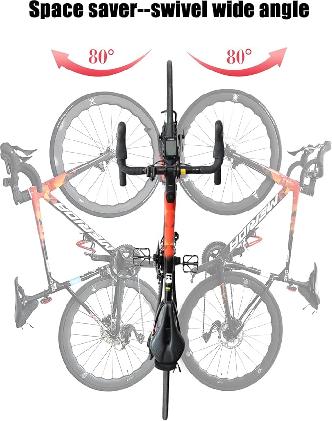 Bike Wall Mount Vertical, Swivel Bike Hangers For Garage, Bike Rack Garage Wall, Bicycle Hooks, Garden Indoor Outdoor Storage, (2Pack)