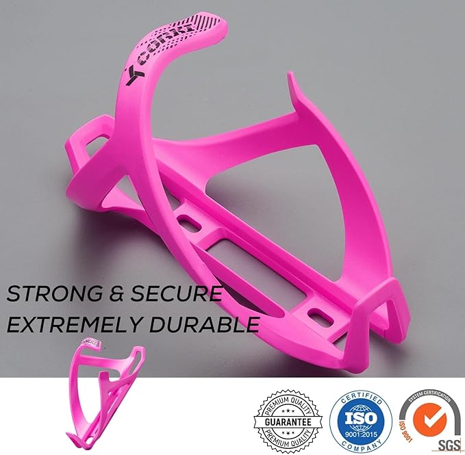 corki Cycles Bike Water Bottle Holder Right Side Load Water Bottle Cage for Road, MTB, Gravel Bicycles Magenta Pink 2 Pack