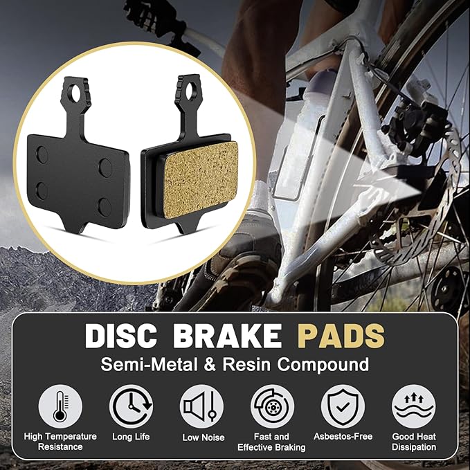4 Sets Bike Brake Pads, Universal Bicycle Brake Pads - Semi-Metallic Low-Noise Ebike Brake Pads for MTB/Road Bikes, Disc Brake Pads Suitable for Avid Elixir E1 E3 E5 E7 E9 ER CR XO XX DB1 DB3 DB5