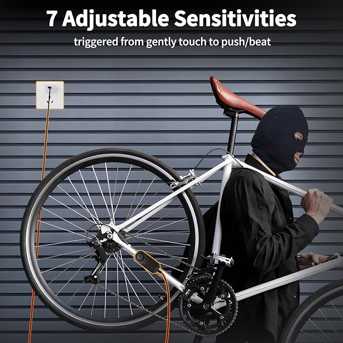 WSDCAM Wireless Bike Alarm with Remote, Rechargeable 113dB Loud Bicycle Alarm System Anti Theft, IP65 Waterproof, Bike Alarms for E-Bikes, Motorcycles, Scooter, Outdoor Riding and Cycling Safety
