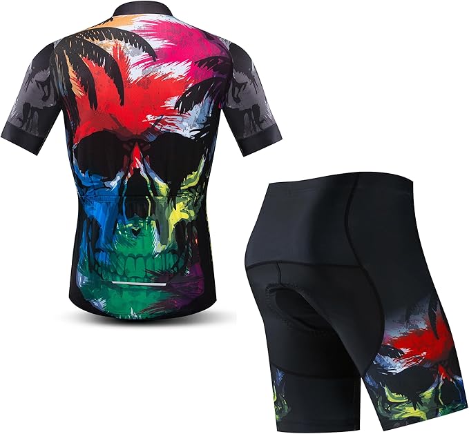 JPOJPO Cycling Jersey Men Set Bike Shirt Kit Short Sleeve Clothing Tops+5D Padded Shorts Summer Breathable Quick-Dry S-3XL