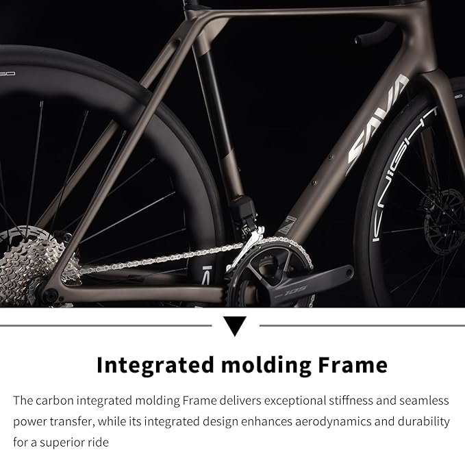 SAVADECK Carbon Road Bike, Lightweight 24-Speed Shifting Road Bicycle with Shimano 105 Di2 7170 Groupset, Carbon Frame with 700C Carbon Wheelset Disc Brake Race Bikes