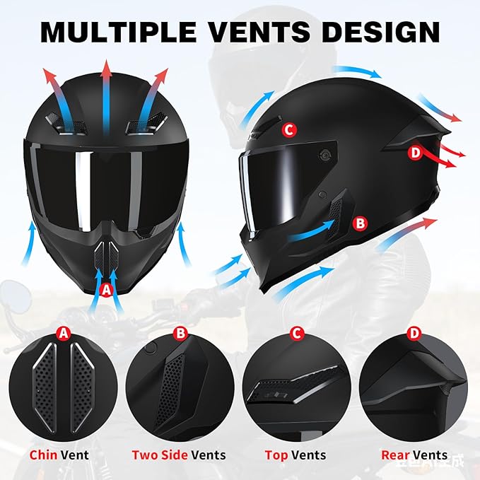 Motorcycle Helmets for Adult Men Women,Full Face Motorcycle Helmet,MG666 DOT Approved Motorbike Racing Street Bike Helmets with Two Visors