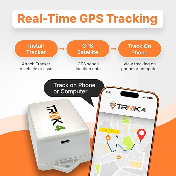Trak-4 GPS Tracker for Vehicles, Assets, Equipment. Long Battery Life, Waterproof, Global Tracking. Low-Cost Subscription Required.