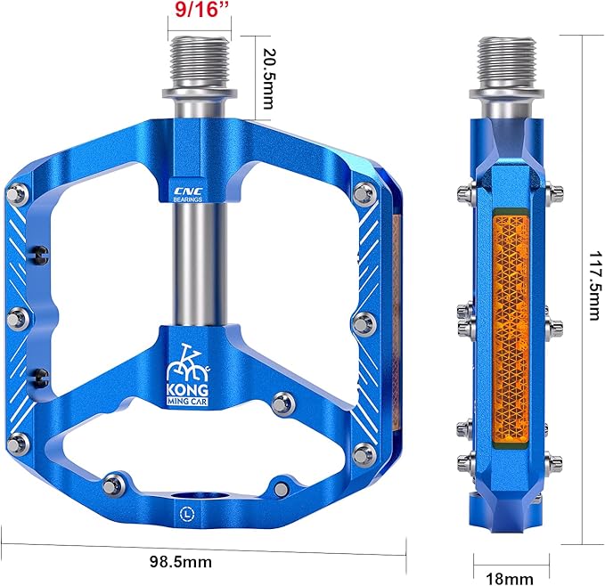 Mountain Bike Pedals with 3 Seal Bearing - 9/16" MTB Pedals Platform Lightweight - Non-Slip Bicycle Pedals for BMX MTB