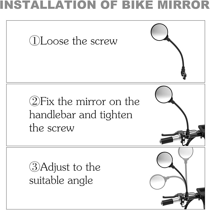 ROYOR Bike Mirrors for Handlebars Rearview Mirror - Bicycle Mirrors for Handlebars, 360° Adjustable Rotatable Bicycle Mirror for Electric Bike, Mountain Bike and Road Bike