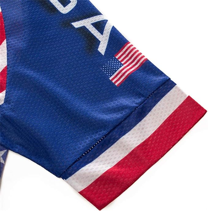JPOJPO USA Cycling Jersey Men Short Sleeve Bike Shirts Biking Jersey Summer American Bicycle Tops with 3 Pockets Reflective