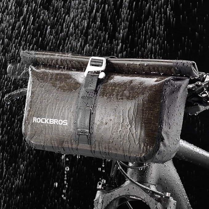 ROCKBROS Bike Handlebar Bag Waterproof Bicycle Front Handlebar Bike Bag 6L Bikepacking Bag for Mountain Road Bicycles