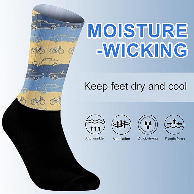 Cycling Socks Athletic Crew Socks Breathable Cushioned Compression Running Hiking Socks For Mens Womens