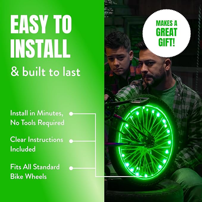Activ Life 2-Tire Pack LED Bike Wheel Lights with Batteries Included, Get 100% Brighter and Visible from All Angles for Ultimate Safety and Style