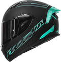 HAX Obsidian Full Face Dual Visor Adult Motorcycle Helmet for Motorbike Street Bike with Pinlock Ready DOT Approved Matte Black Aqua L