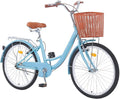 Beach Cruiser Bike, 26 inch Adults Bicycle for Women Single Speed, Cruiser Bikes for Women with Basket & Steel Rack, Women's Bike for Commuting, City Bike for Adults