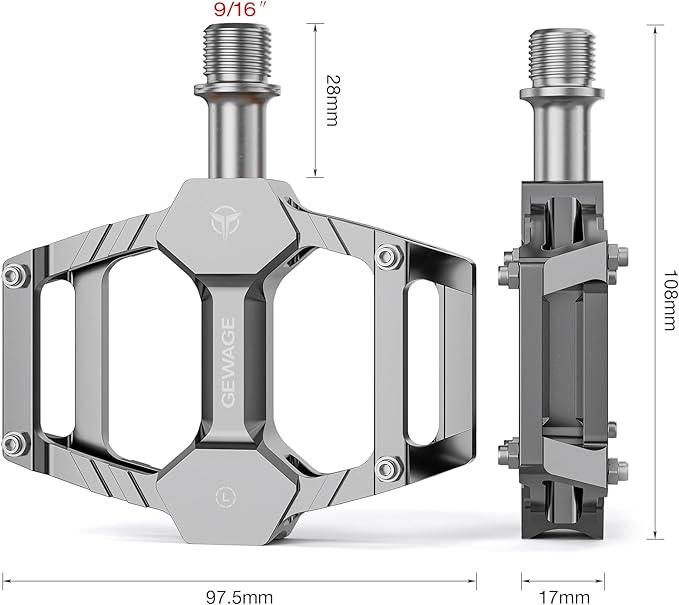 Mountain Road Bike Pedals -Bicycle Flat Pedals Aluminum 9/16" Sealed Bearing- Lightweight Platform for Road Mountain BMX MTB Bike Children's Bicycle