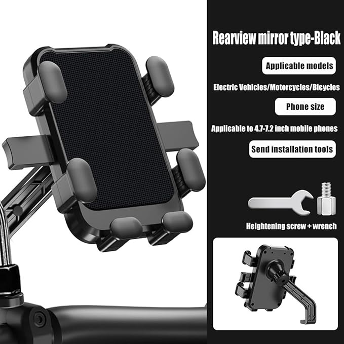 Motorcycle Phone Mount for Yamaha TT R 110 2008-2024, Bike Phone Holder Motorcycle Cell Phone Holder, Quick Install Anti-Shake Motorcycle Phone Mount Holder,A Rearview Mirror Style