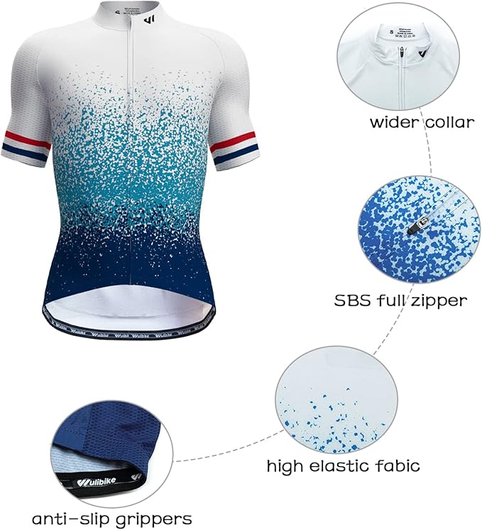 Lo.gas Cycling Jersey Men Short/Long Sleeve Bike Biking Shirts Full Zip with Pockets Road Bicycle Clothes