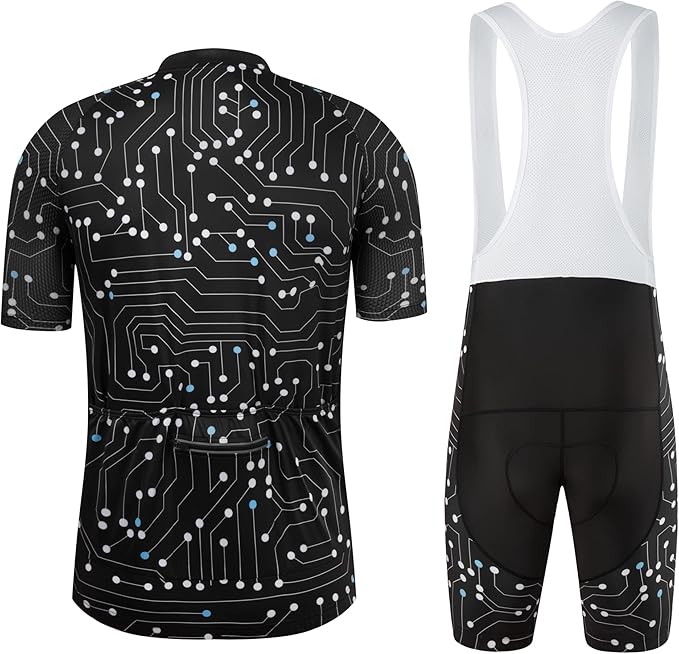 Coconut Ropamo CR Men's Cycling Jersey Set Road Bike Jersey Zipper Pocket Bib Shorts with 4D Padded Cycling Clothing Set