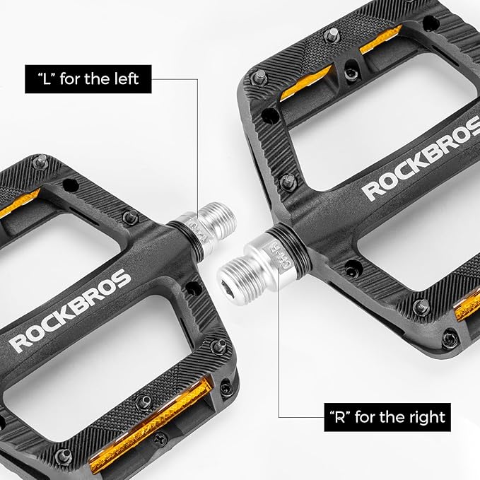 ROCKBROS Mountain Bike Pedals Bicycle Nylon Pedals 9/16 Inch Sealed Bearing Lightweight Platform for Road Mountain BMX MTB Bike