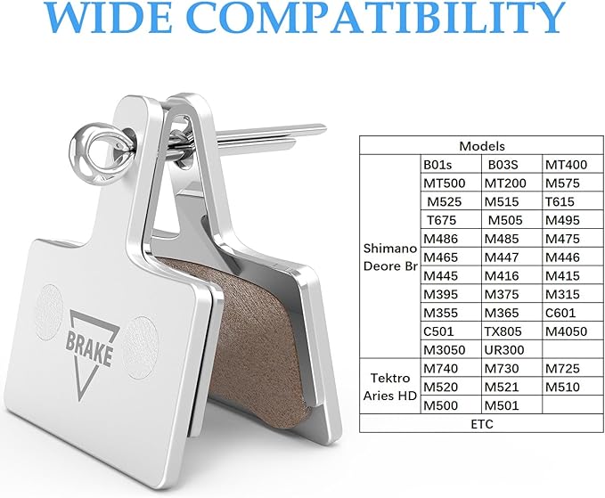 Ceramic Bike Brake Pads Set Compatible for Tektro Shimano TRP Deore Br-M575 B01s Mt200 M525 M515 T615 T675 M505 M495 M486 M485, Mountain MTB Ebike Brake Pads[4 Pieces Brakes+1 Adjusting Tool]