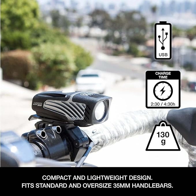 NiteRider Lumina Micro 900 Front Bike Light Sabre 110 Rear Bike Light Combo Pack- USB Rechargeable Bicycle Headlight LED Front Light Water Resistant Mountain Road City Commuting Cycling Safety Flash