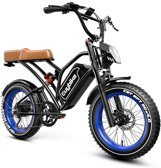 EUYBIKE Electric Bike for Adults, 2000W/3000W Peak Single/Double Motor with 48V/52V 25AH/30AH Battery, 20"x4.0" Fat Tires 35MPH/37MPH Ebike, Dual Hydraulic Disc Brake Full Suspension Electric Bicycle