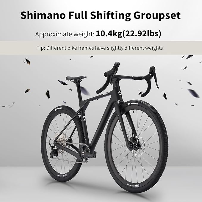 SAVADECK T800 Carbon Gravel Bike, with Shimano GRX610 12-Speed, Hydraulic Disc Brakes, 700x40c Tires for Road & Off-Road Adventure, Men's/Women's Bicycle