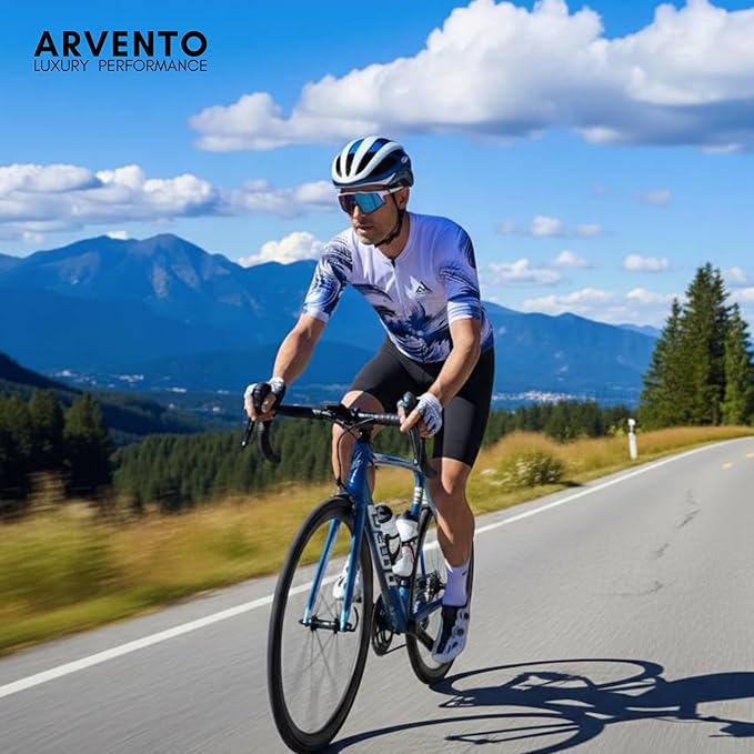 ARVENTO Unisex Cycling Jersey – Performance Fit, Breathable & Quick-Dry Short-Sleeve Road Jersey, 3 Rear Pockets