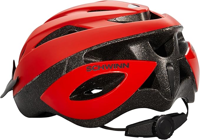 Schwinn Thrasher Helmet for Adults, Size 58-62 cm for Riders Ages 14+, Microshell, Adjustable Dial & Straps, Interior Padding, Air Vents, Lighted or Unlit, Visor, Adult Bike Helmet