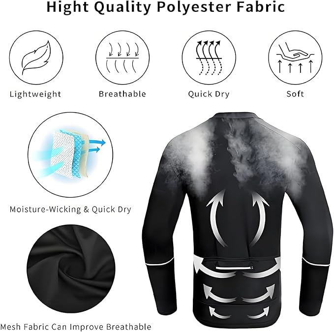 Cycling Jersey Men Bicycle Shirt Short and Long Sleeve MTB Road Biking Jersey with Pockets