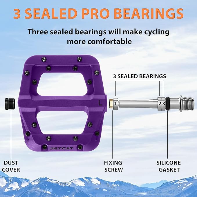 Mountain Bike Pedals Flat - MTB Pedals Flat, Bicycle Pedals for BMX/MTN/Road/Gravel/EBike, BMX Pedals, Platform Pedals, Adults & Kids Bike Replacement Upgrades Parts 9/16