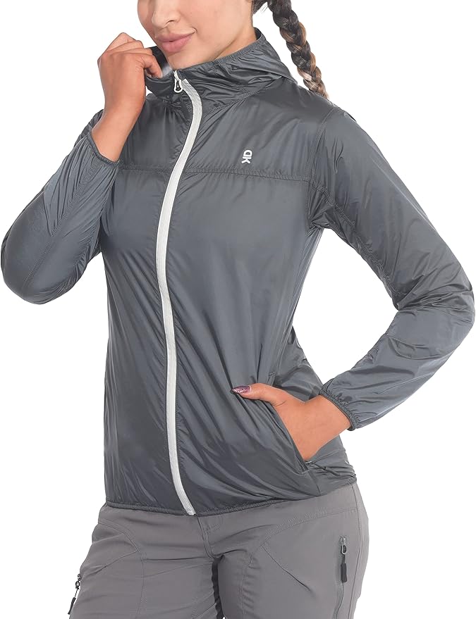Little Donkey Andy Women's Packable Lightweight Running Jacket Water Resistant Hooded Windbreaker for Hiking Cycling Camping