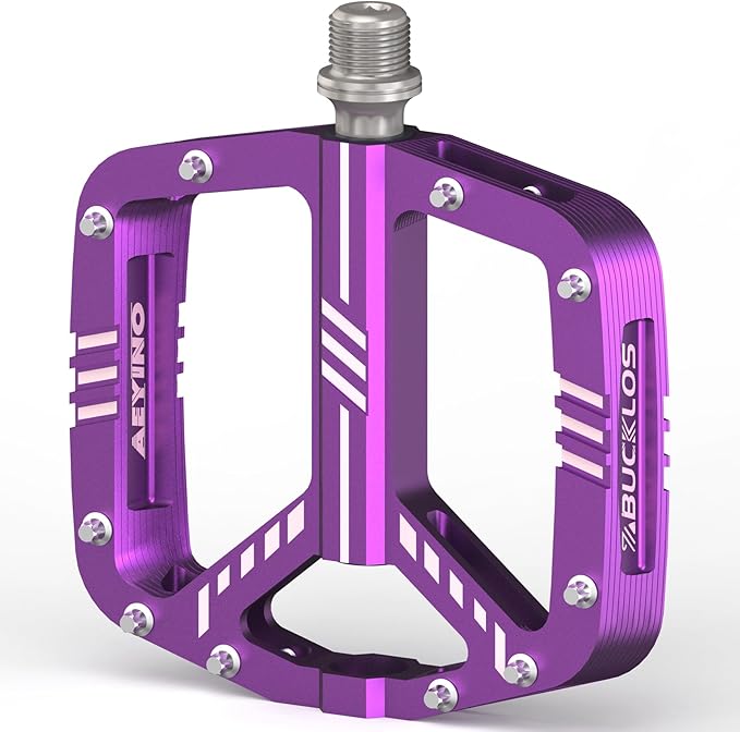 BUCKLOS MTB Flat Pedals Mountain Bike Pedals, 3 Bearings CNC Adult Road Bike Pedals, Bicycle Platform Aluminum Alloy Non-Slip Pedal for Gravel Bike/BMX 9/16"(Black)