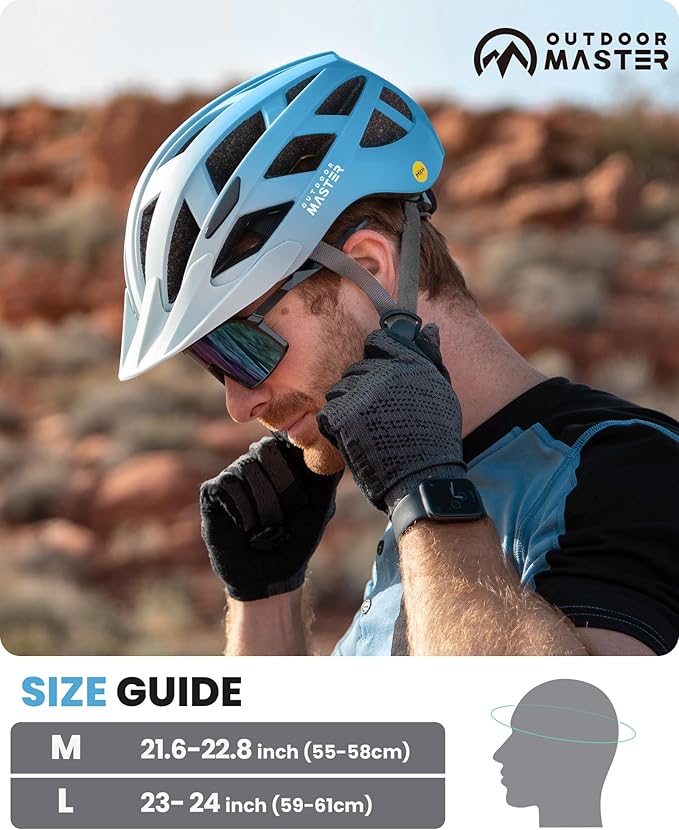 OutdoorMaster Gem Recreational MIPS Cycling Helmet - Two Removable Liners & Ventilation in Multi-Environment - Bike Helmet in Mountain, Motorway for Youth & Adult