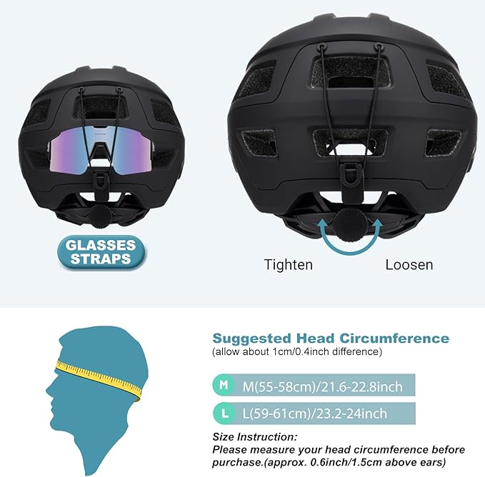 Favoto Adult Mountain Bike Helmet for Men & Women, Magnetic Buckle MTB Helmet with Removable Visor, Lightweight for Commuting & Off-Road Cycling