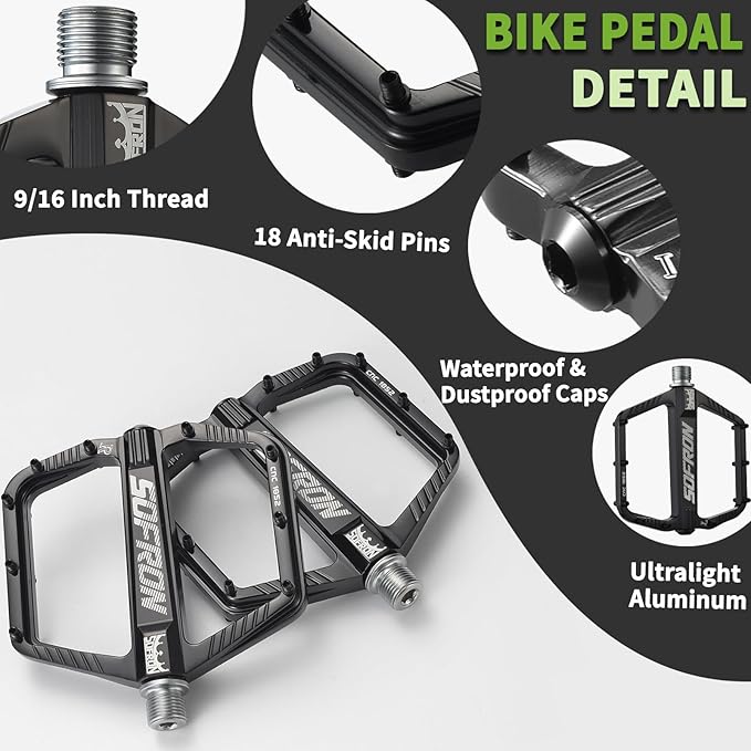 MTB Bike Pedals, Lightweight Mountain Bicycle Pedals for BMX/Road Bikes -Universal Aluminum Alloy Large Platform Pedal