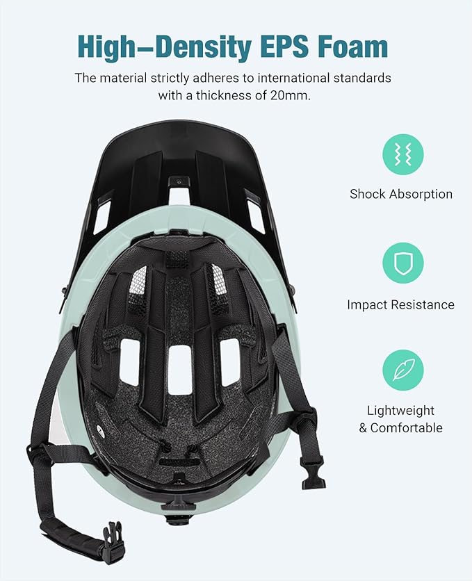 Favoto Adult Mountain Bike Helmet for Men & Women, Magnetic Buckle MTB Helmet with Removable Visor, Lightweight for Commuting & Off-Road Cycling