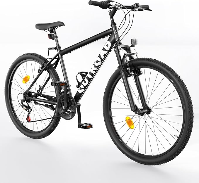 26 inch 7-Speed Commuter Bicycle,Hybrid Bicycle,Men's Cruiser Bike/Mountain Bike V Brake,Metal Frame, Adult Bike (Black, White, Blue, Green, Purple, Pink)