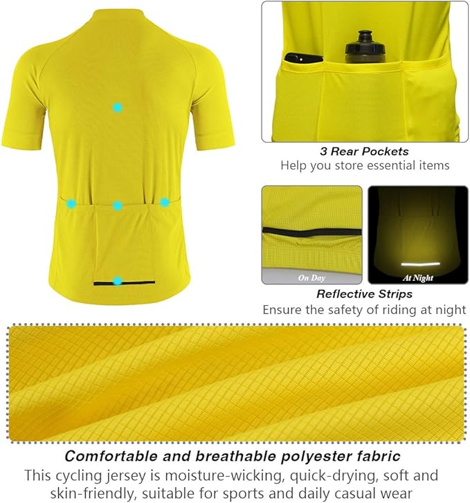 CATENA Men's Cycling Jersey Short Sleeve Shirt Running Top Moisture Wicking Workout Sports T-Shirt