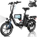 Electric Bike for Adults with Upgraded Odometer, Folding Ebike, 3 Ride Mode, Dual Disc Brake, 20-35 Miles Range & Max 20 Mph, Fork Suspension, Removable Battery, Electric Bicycle for Commuter